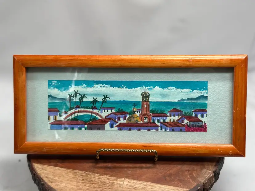 Original Signed Framed Watercolor Small Riviera Amazing