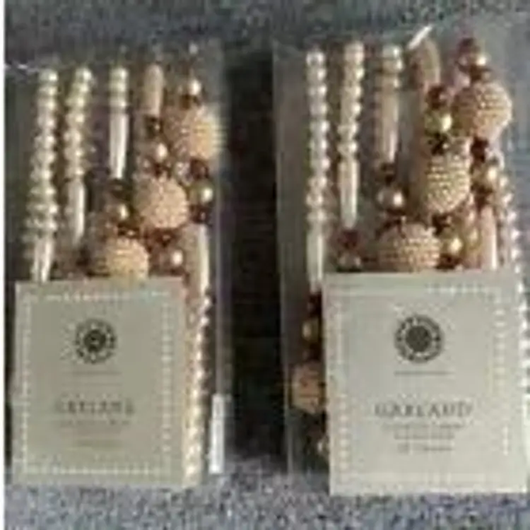 MARTHA STEWART Set 2 Christmas Garlands Red + Champagne Elegant Victorian 6Ft