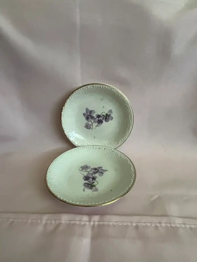 2 Floral Butter Pat Dishes