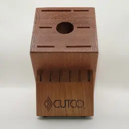 CUTCO Galley + 6 Knife Block 13 Slot Solid Cherry Wood Made USA NWOT 1744R Flaw