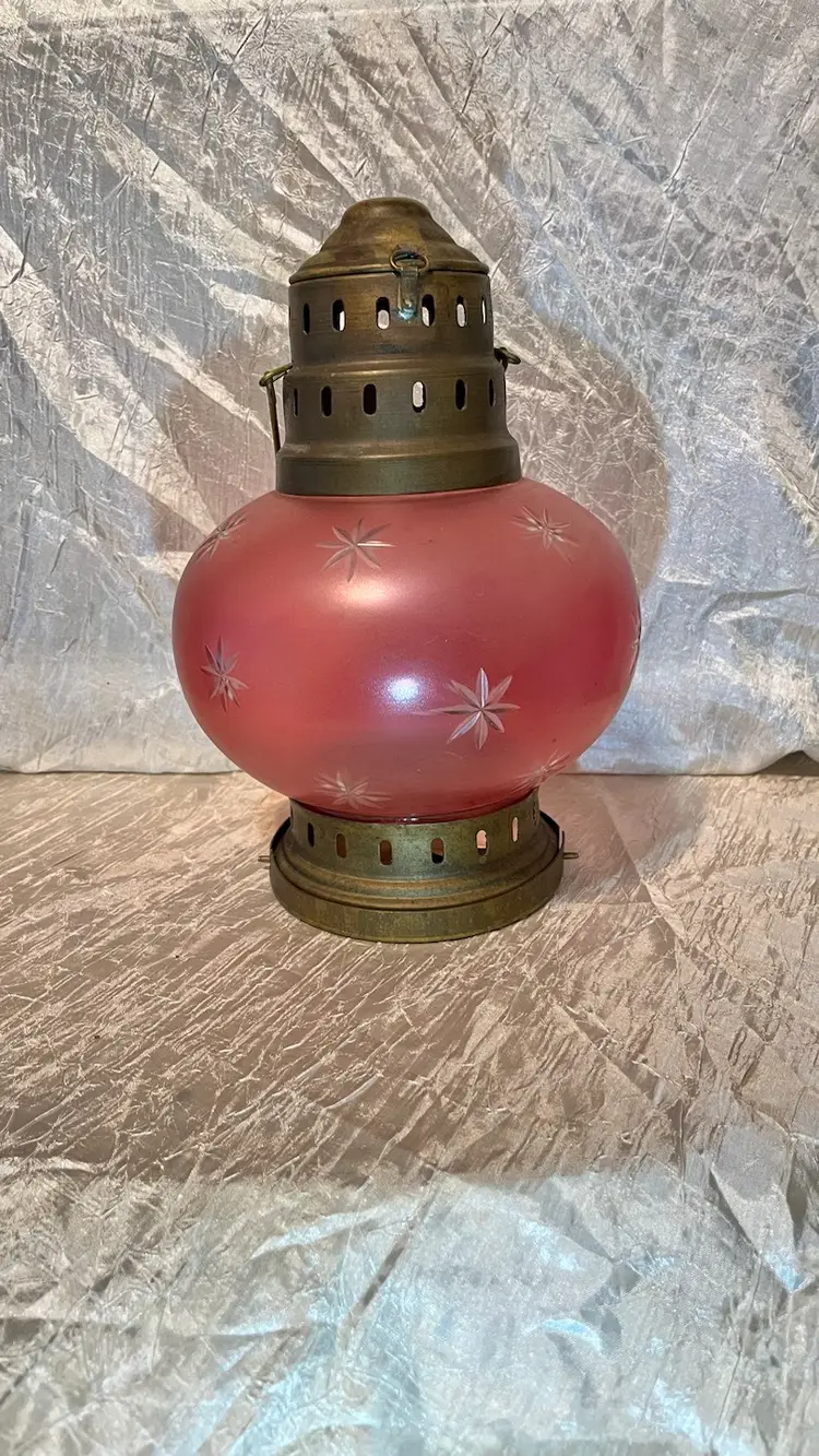 Rare Vintage Bohemian Pink Glass Tealight Lantern