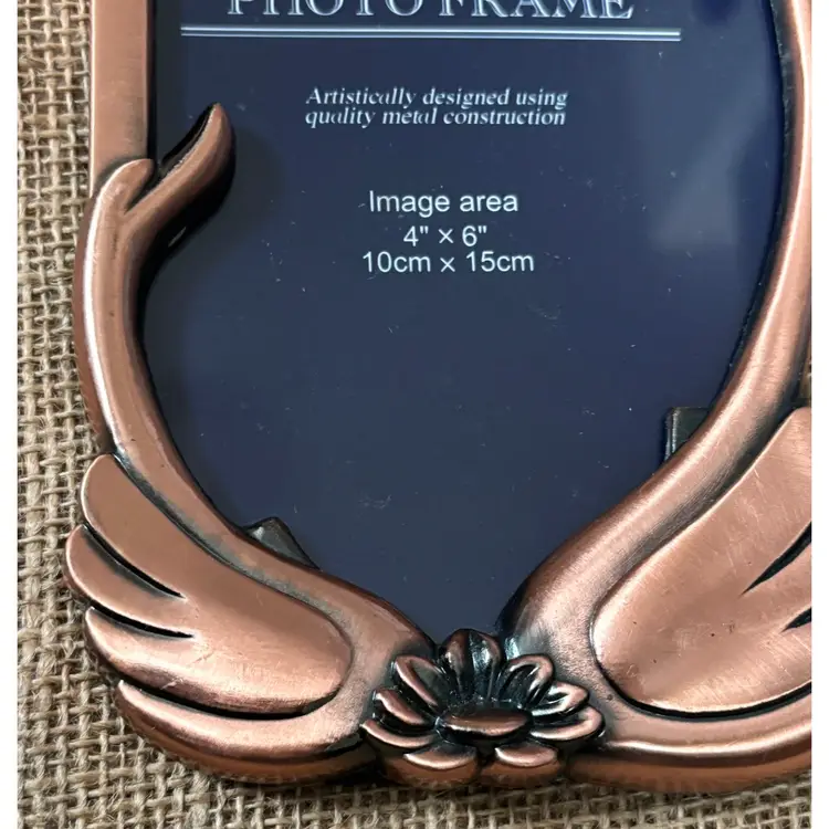 Vintage Copper Swan Metal Picture Frame For 4 X 6 Photo Elegant Eclectic