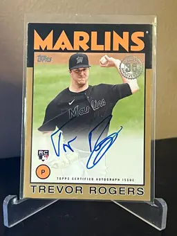 2021 Topps 1986 Gold Trevor Rogers Autograph 11/50 Marlins