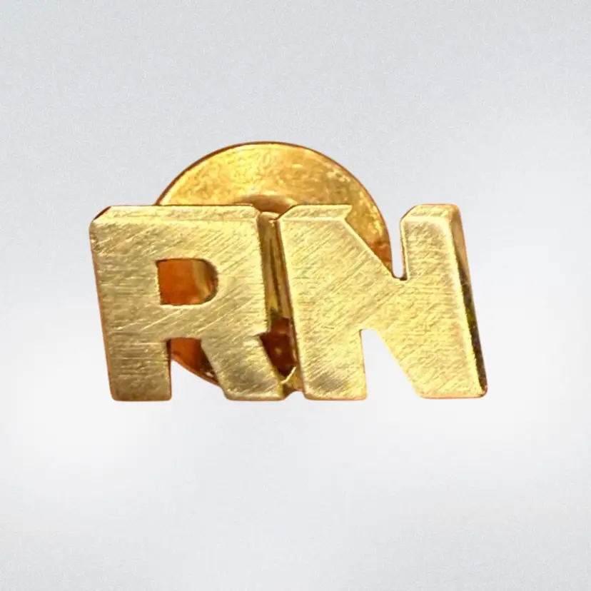 Vintage 14k Solid Yellow Gold “RN” Lapel / Tie Pin 1.2g Tested