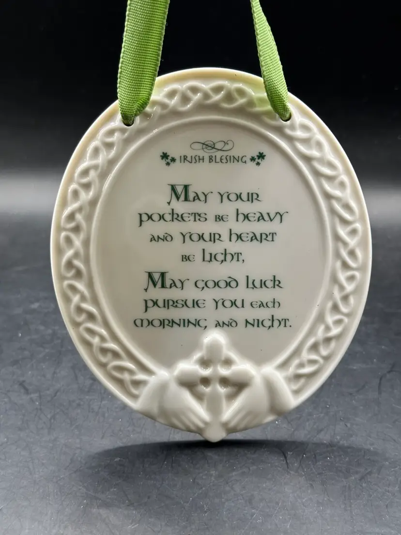 5" St. Patrick's Day Irish Blessing Ceramic Porcelain Hanging Plaque