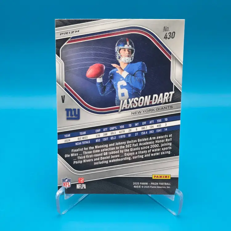 Jaxson Dart 2025 Prizm Rookie Silver Prizm Image Variation SP RC New York Giants