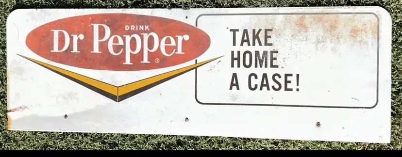 Vintage Old Original Dr Pepper Double Sided Dealer Soda Pop Metal Sign 36” X 12”