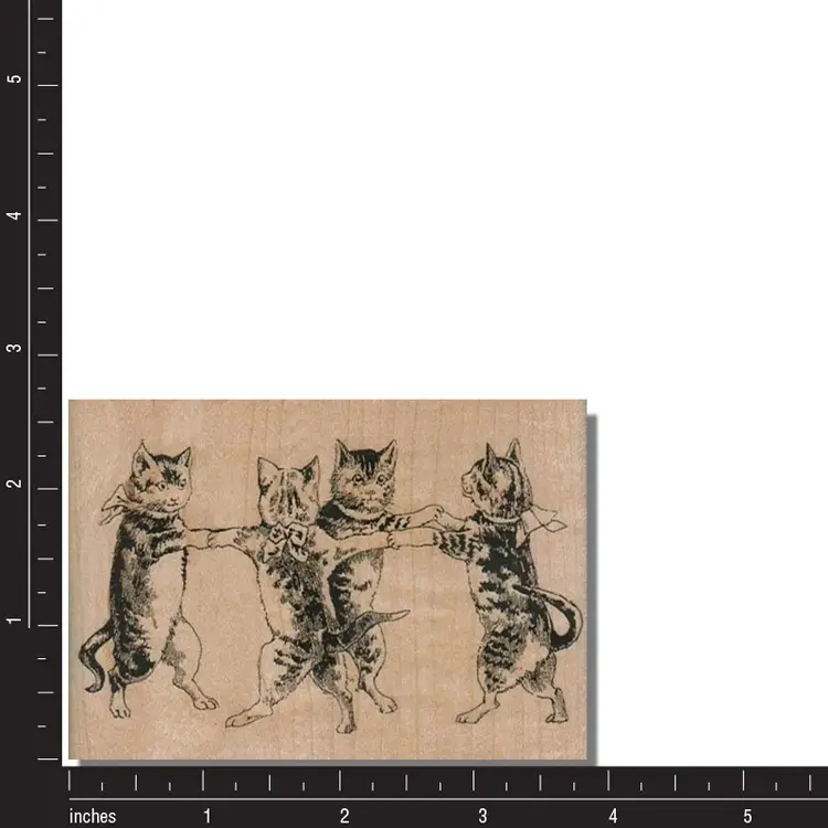 Cat Dance Rubber Stamp - Sweet Kitties Playing