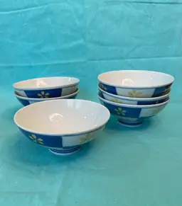Set of Six Asian Rice Bowls