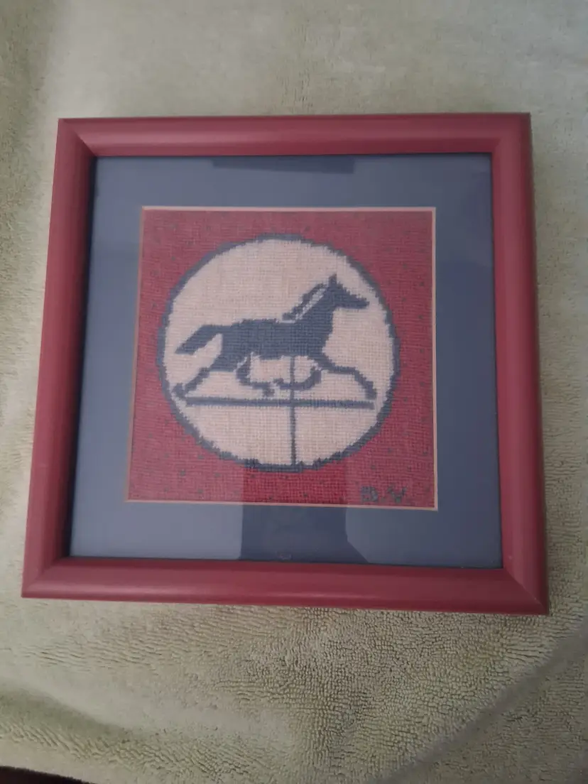 Vintage Amish Made Framed Cross-Stitch #4
