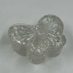 Vintage Clear Glass Butterfly Lidded Trinket Holder.