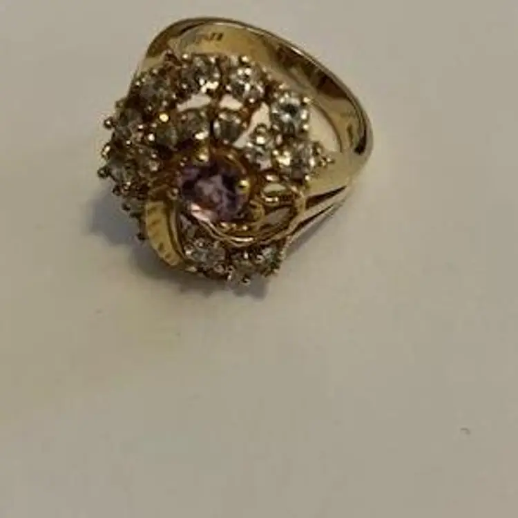 Vintage Amethyst & Rhinestone  Costume Cocktail Ring