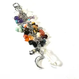 Chakra Natural Stone Beaded Purse Charm Repurposed Jewelry Made By Me 5”