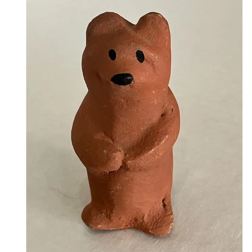 Cute Vintage Rustic Handmade Red Clay Pottery Bear