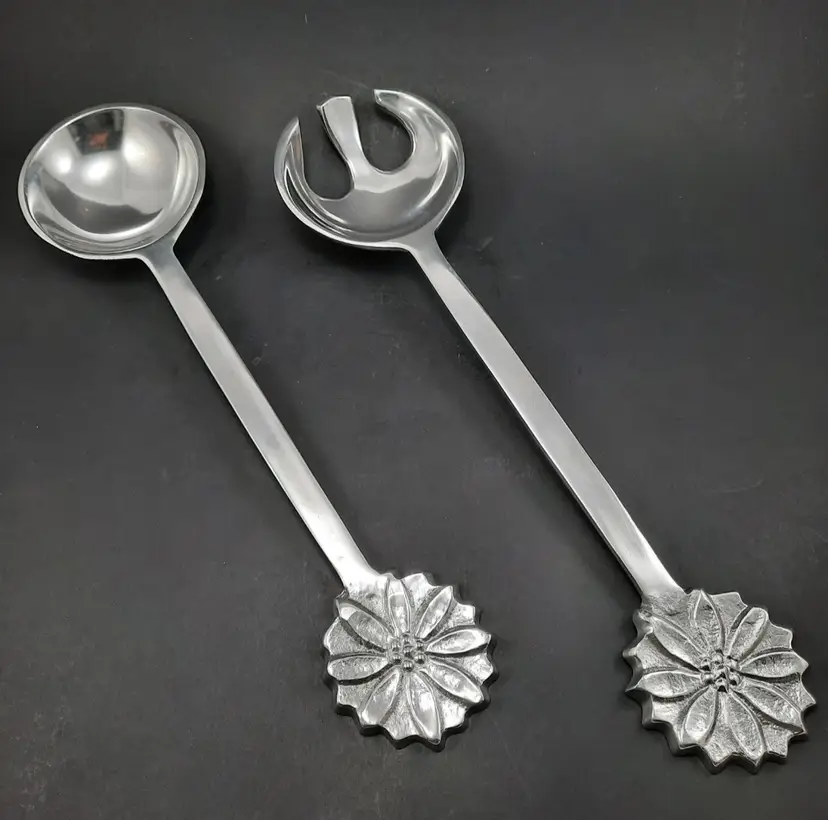 Aluminum Flower Salad Servers