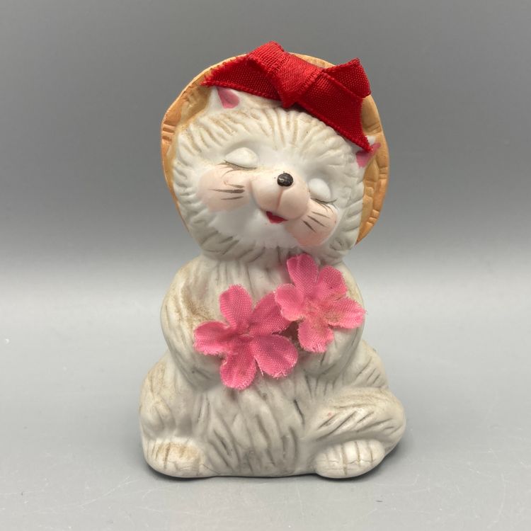 Vintage Adorable Ceramic Cat Bell / Ornament