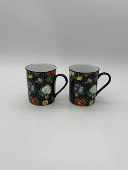 Set Of 2 Exclusive Department 56 Primrose Porcelain Coffee Cups With Handles