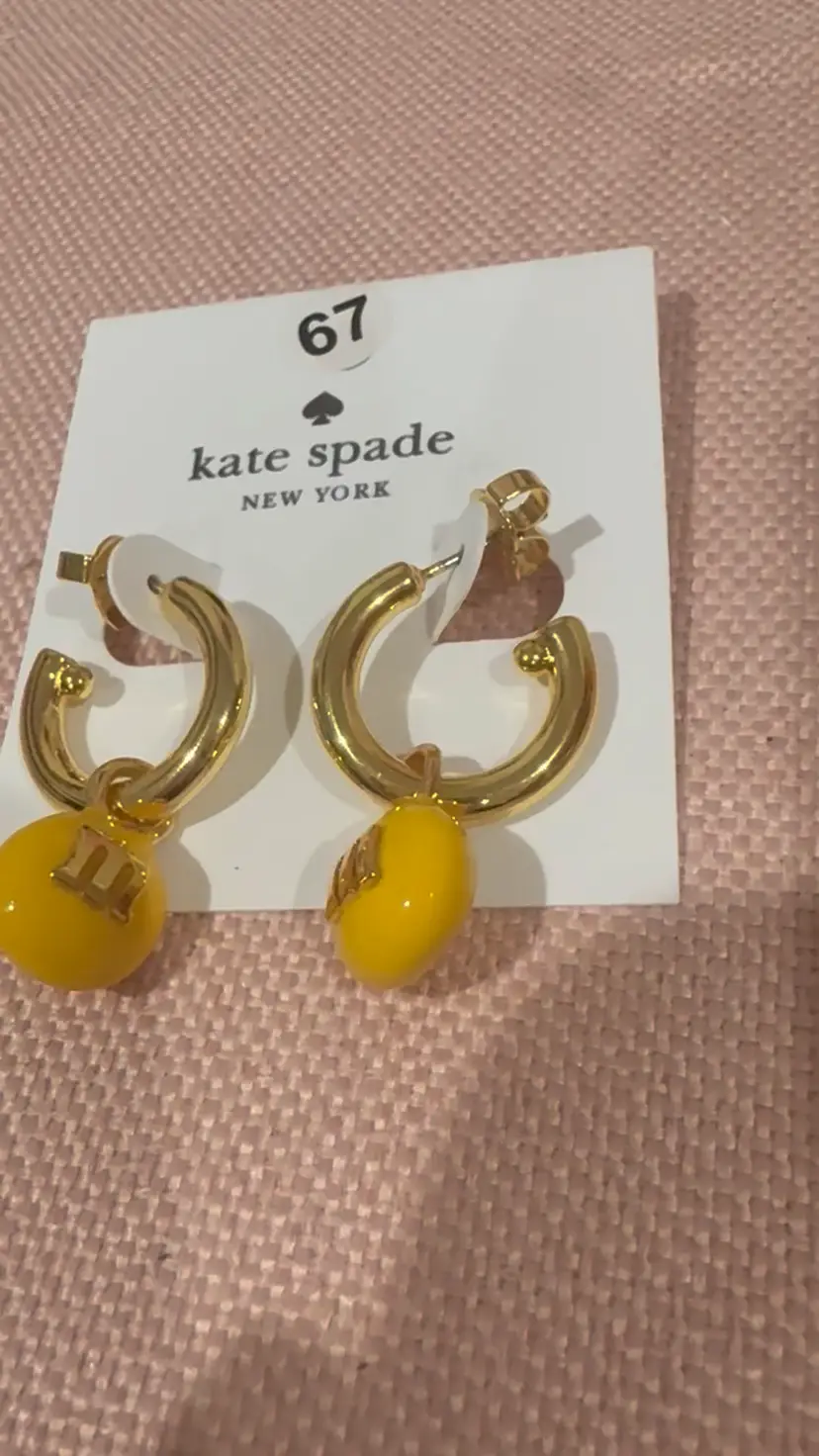 Kate Spade MnM Earrings, Yellow Dangle Drop Gold Gift