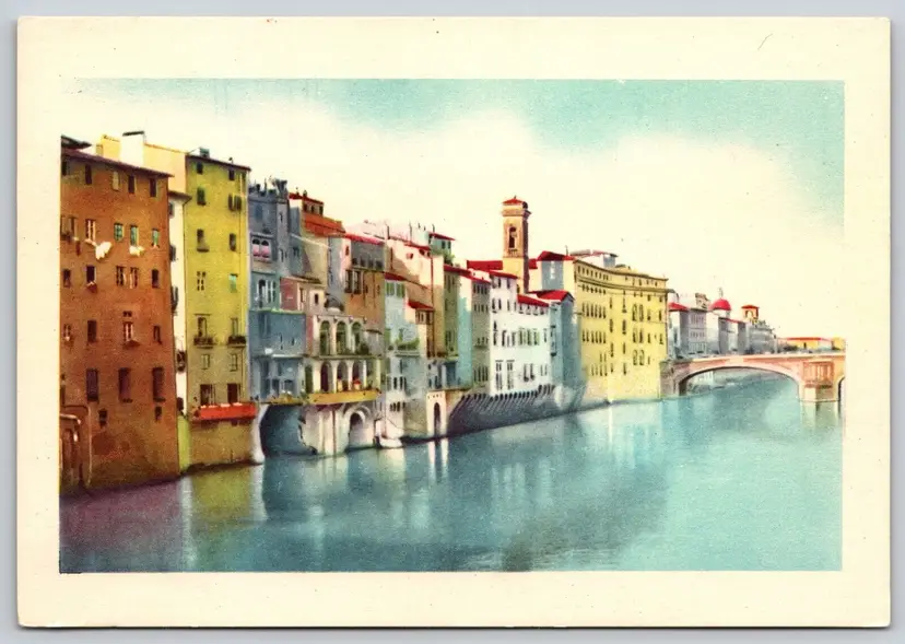 Postcard Bridge over the Arno and Houses of San Jacopo Florence Italy Art Card