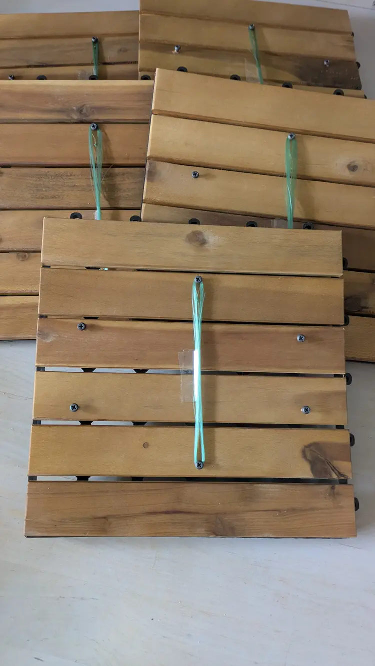 Acacia Wood Slat Tile Wall Plant Mount Kit
