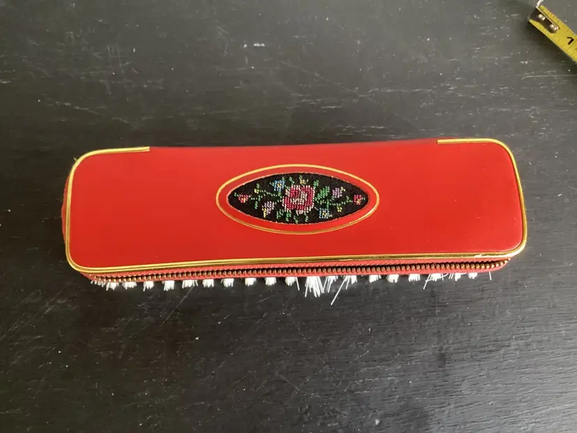 Vintage Brush With Lid, Sewing And Manicure Kit, Germany, 1.75 X 7 X 2”