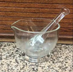 Vintage Pharmacy clear glass Mortar & Pestle Set