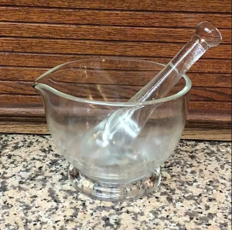Vintage Pharmacy clear glass Mortar & Pestle Set