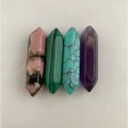 #4 Set of 4 Mini Double Point Crystal Stones Amethyst, Turquoise Howlite, Malachite and Ocean Jasper