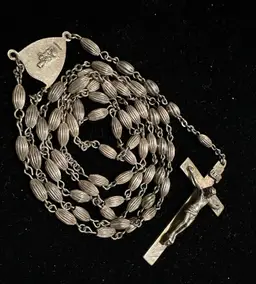Vintage Sterling Silver Rosary Beads 23”