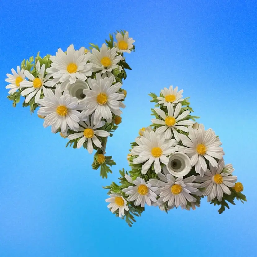 Plastic Daisy Candle Holders VTG Wedding Spring Floral Cottagecore Set of 2