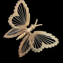 Monet Gold tone Butterfly Pin Stamped 2”