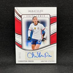 Christen Press 2023/24 Panini Immaculate Excellence Autograph /49 USWNT Soccer Card