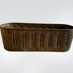 Vintage "Made in England" Brass Oval Planter Trough w/ Ribbed Scalloped Design 12" x 4”