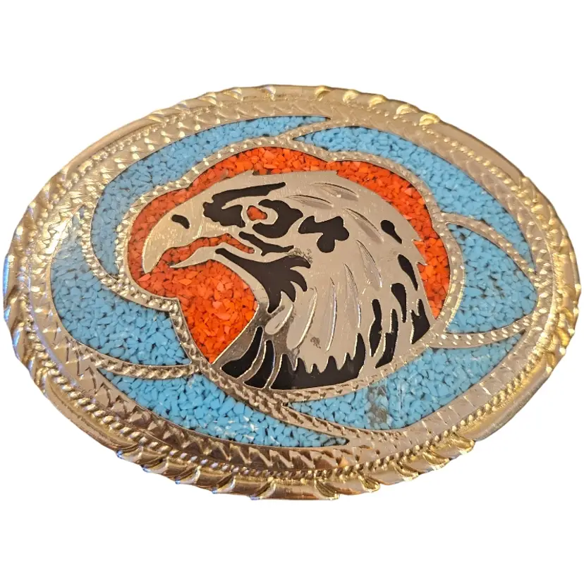 Mosaic American Eagle Belt Buckle