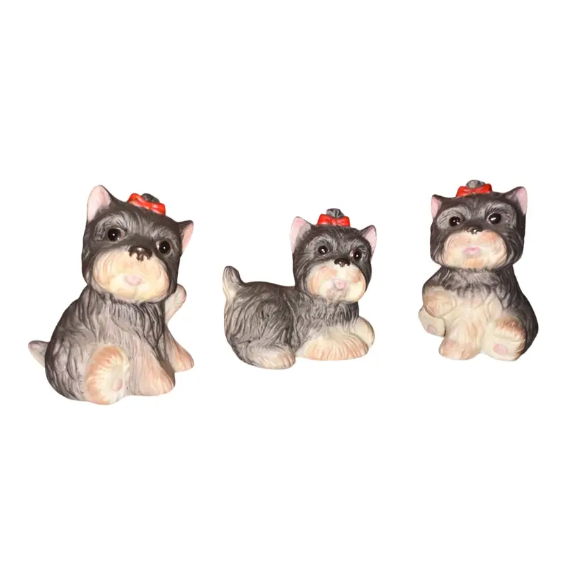 Yorkshire Terrier Set Of 3 HOMCO Figurines