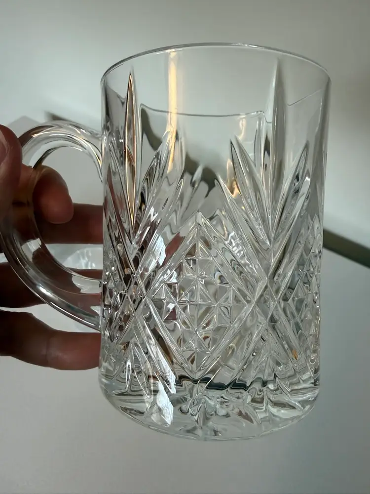 Vintage Set Of 3 Paul Sebastian 24% Lead Crystal Glass Handled Mugs