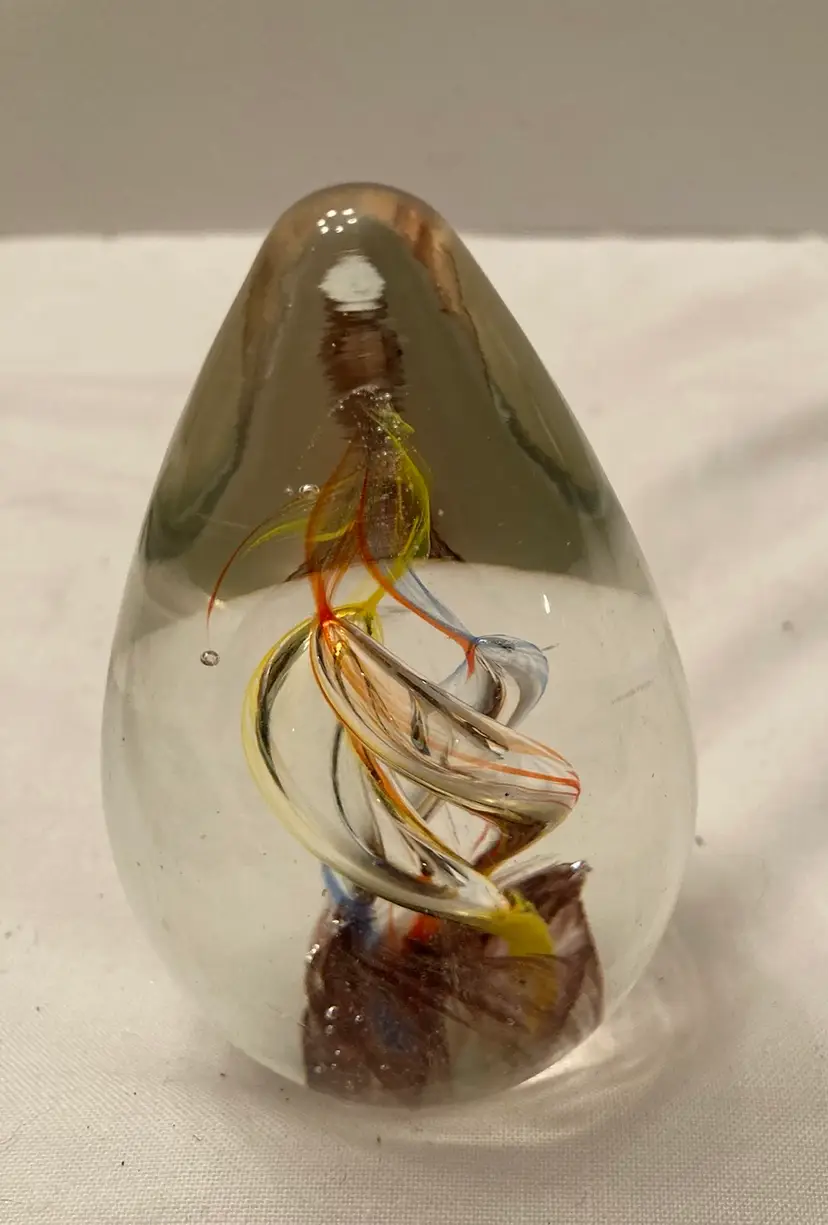 Art Glass Paperweight With Swirls