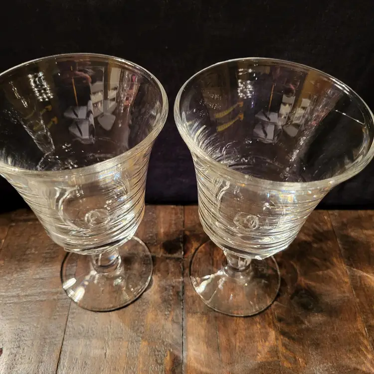 Vintage MCM Fostoria Clear Century Pattern 6” Iced Tea Water Goblet Set Of 2 EUC