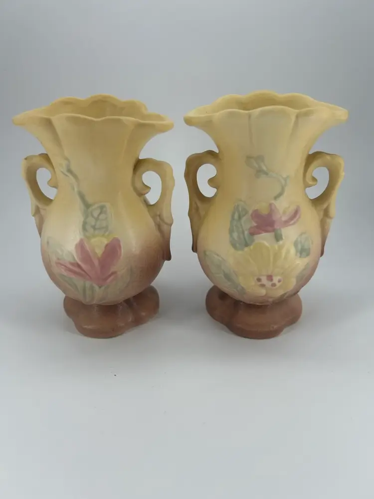 PAIR OF HULL POTTERY MAGNOLIA MATTE VASES