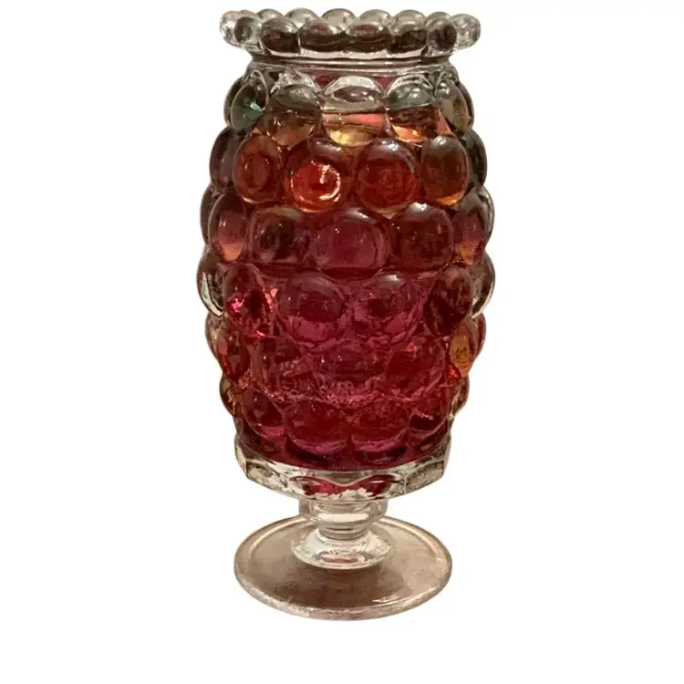 Westmoreland 2-piece Ruby Red/Purple Thousand Eye Glass Fairy Lamp 6 1/2” X 3”