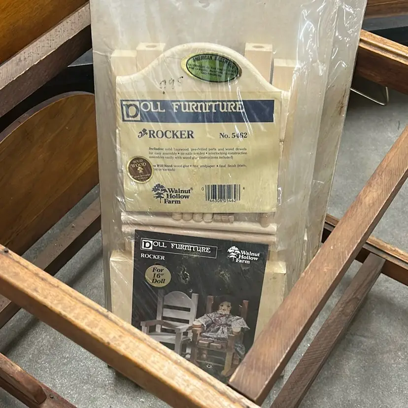 NOS Doll Furniture Kit For 16” Doll Walnut Hollow Farm Chair & Rocker -AU
