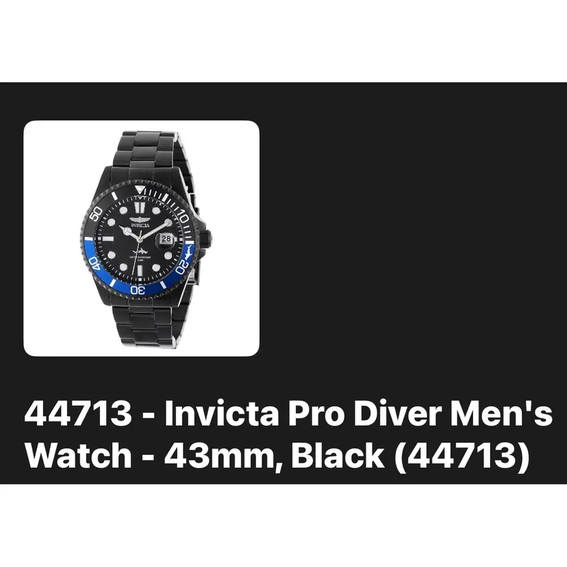 Invicta Pro Diver Men's Watch - 43mm, Black, Blue “BatMan”