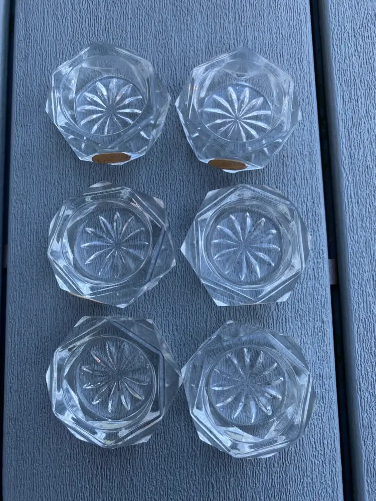 SET OF 6 NEW BOHEMIA CRYSTAL SALT CELLARS