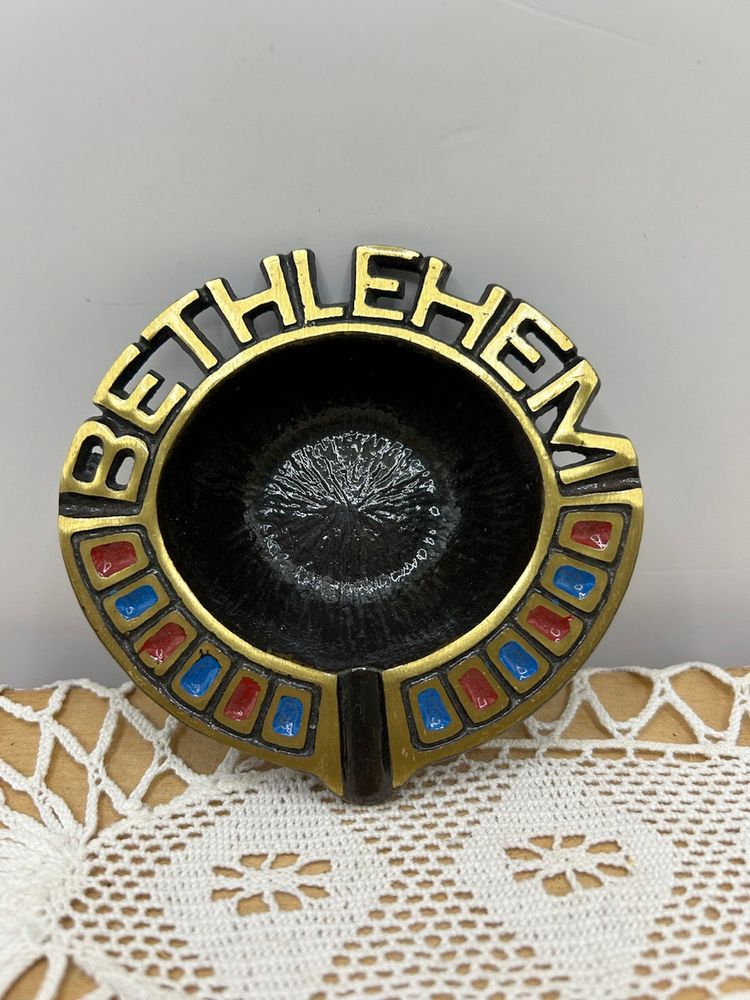 Bethlehem Brass Ashtray.   Israel 3 1/2x 3 3/4 no condition issues