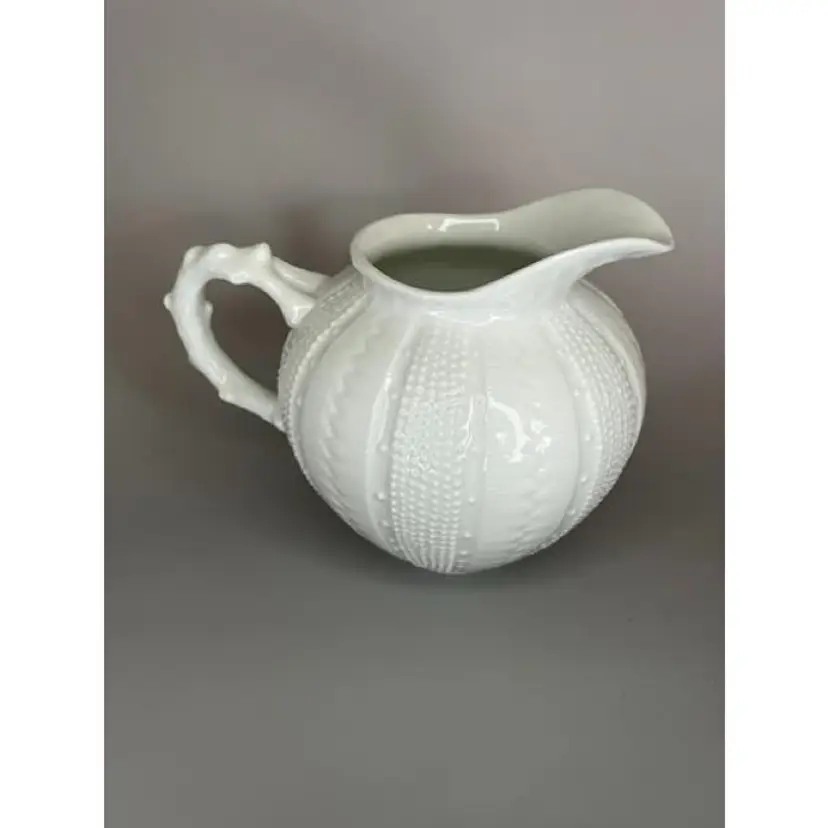 Vintage PARIS ROYAL White Porcelain Sea Urchin Creamer With Coral Handle Design