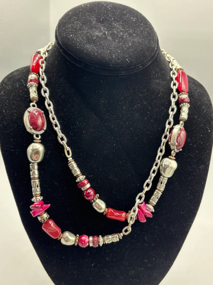 Ruby Road Silver tone & Red Necklace