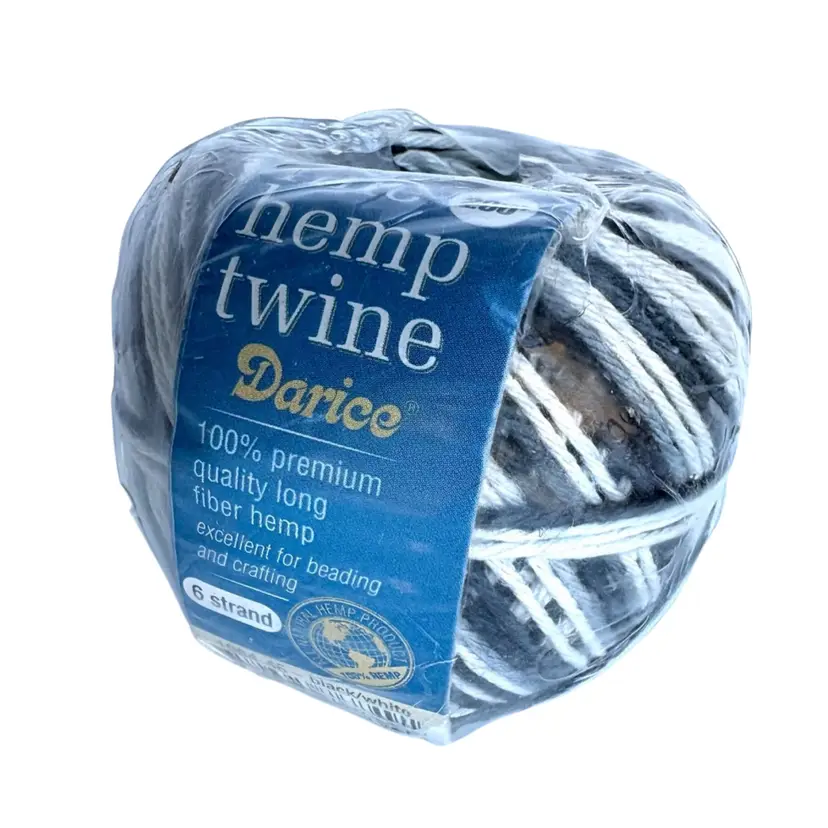 Gray Navy White Variegated Fine Hemp Twine Cord - 200ft
