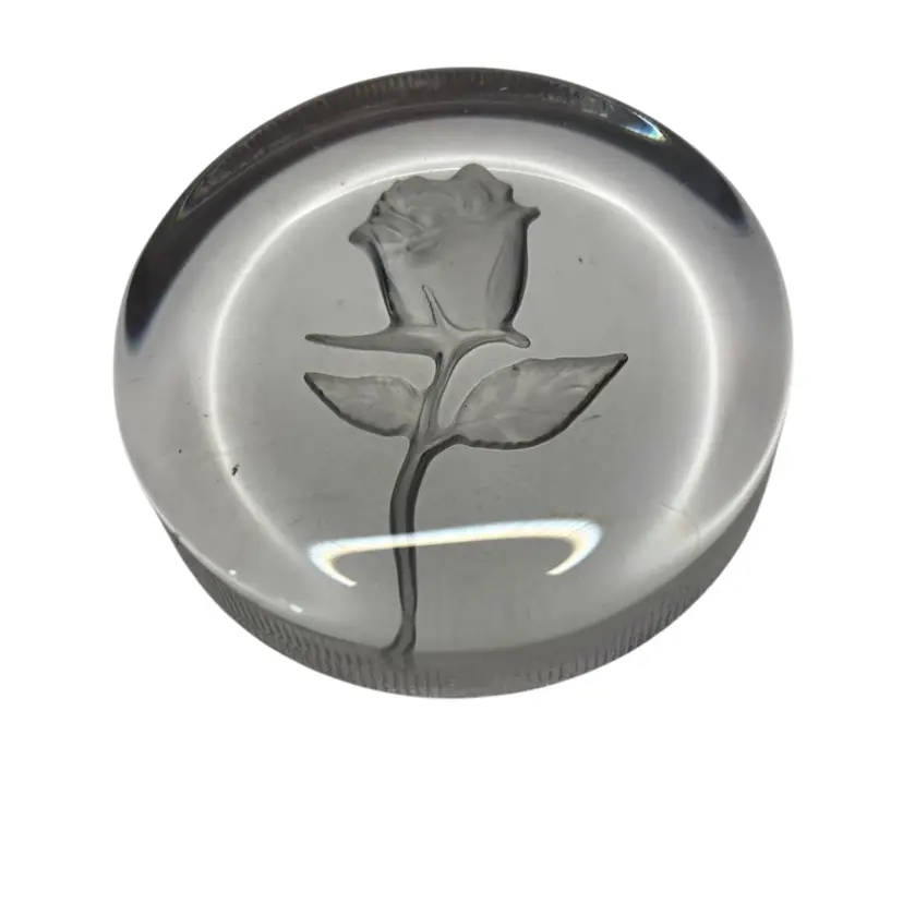 Vintage Lenox Imperial Rose Glass Paperweight @ 3 1/2” Diameter