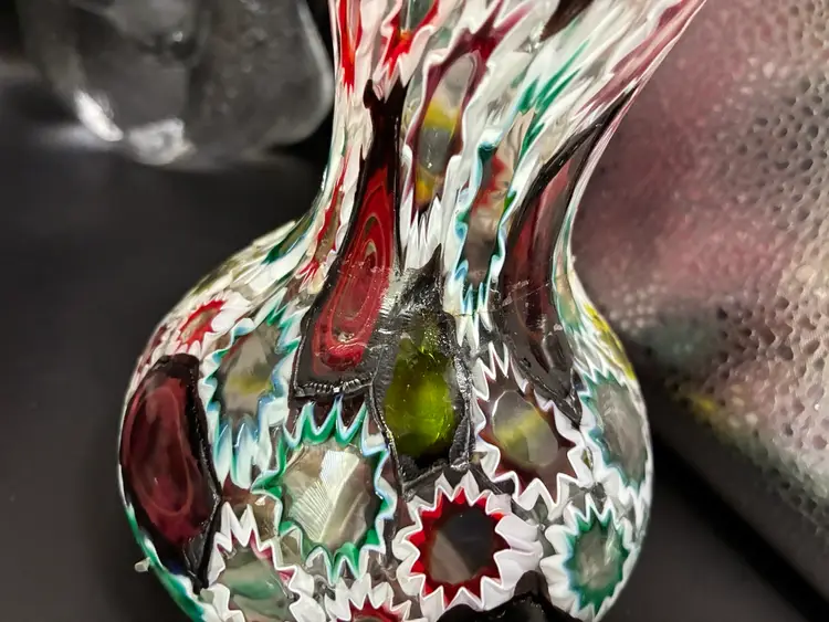 Beautiful Hand Blown Millefiore Glass Vase As Is