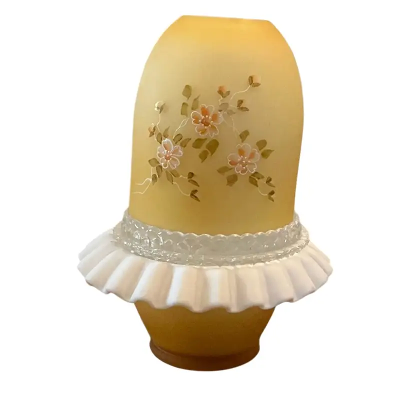 3-piece Fenton For LG Wright Honey Amber Floral Unsigned Fairy Light 7β X 5 1/2β